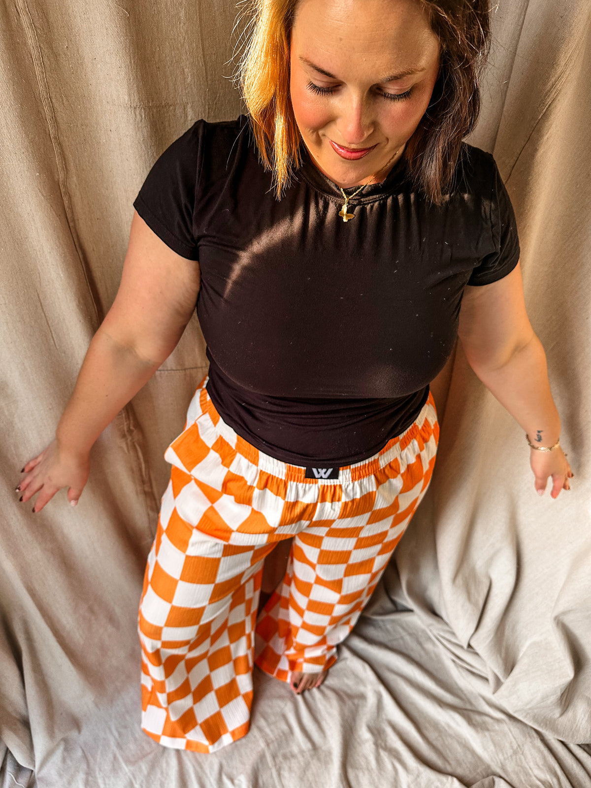 Orange and White Checkered Pants