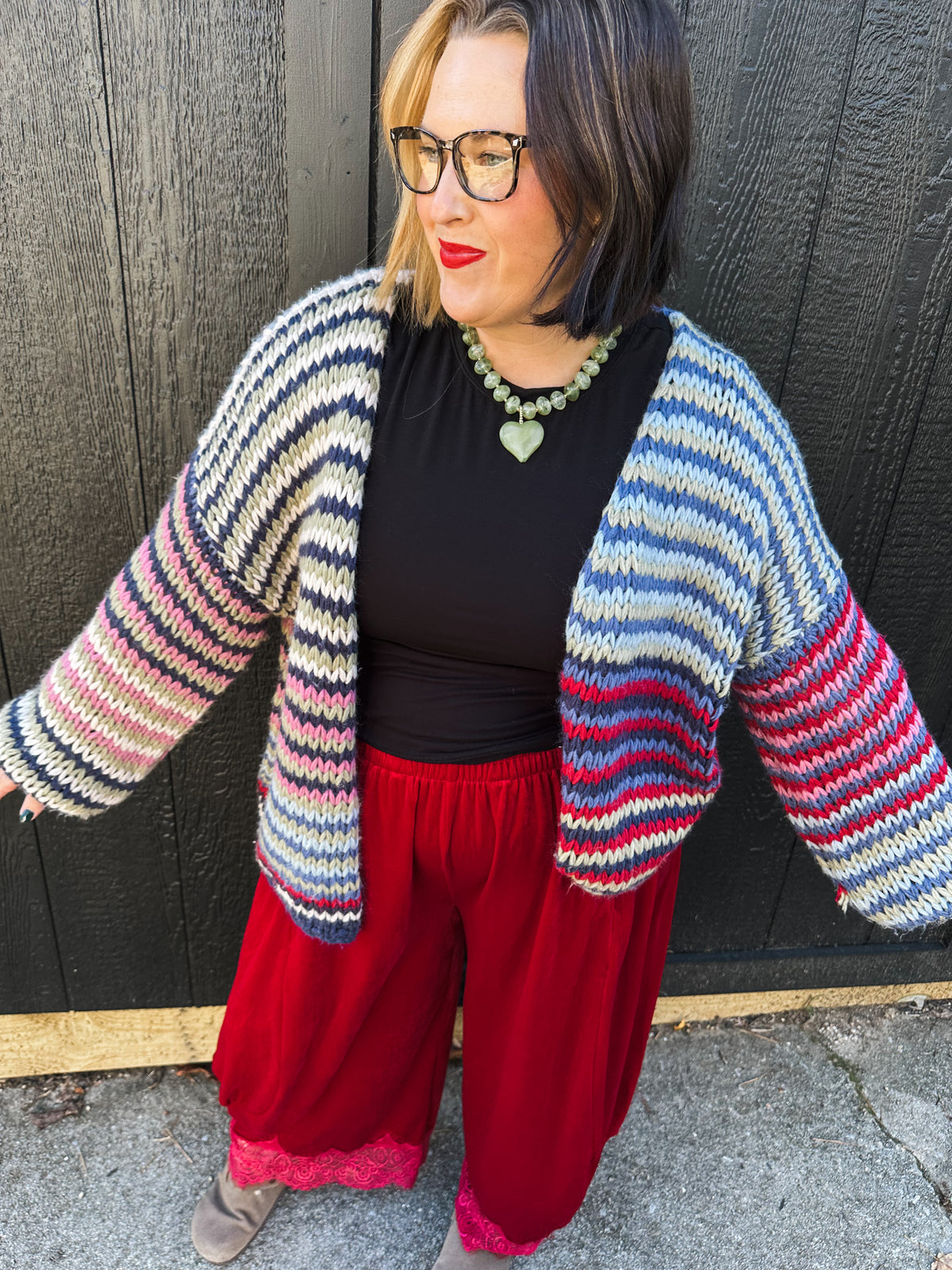 Velvet Chic Balloon Pants- red
