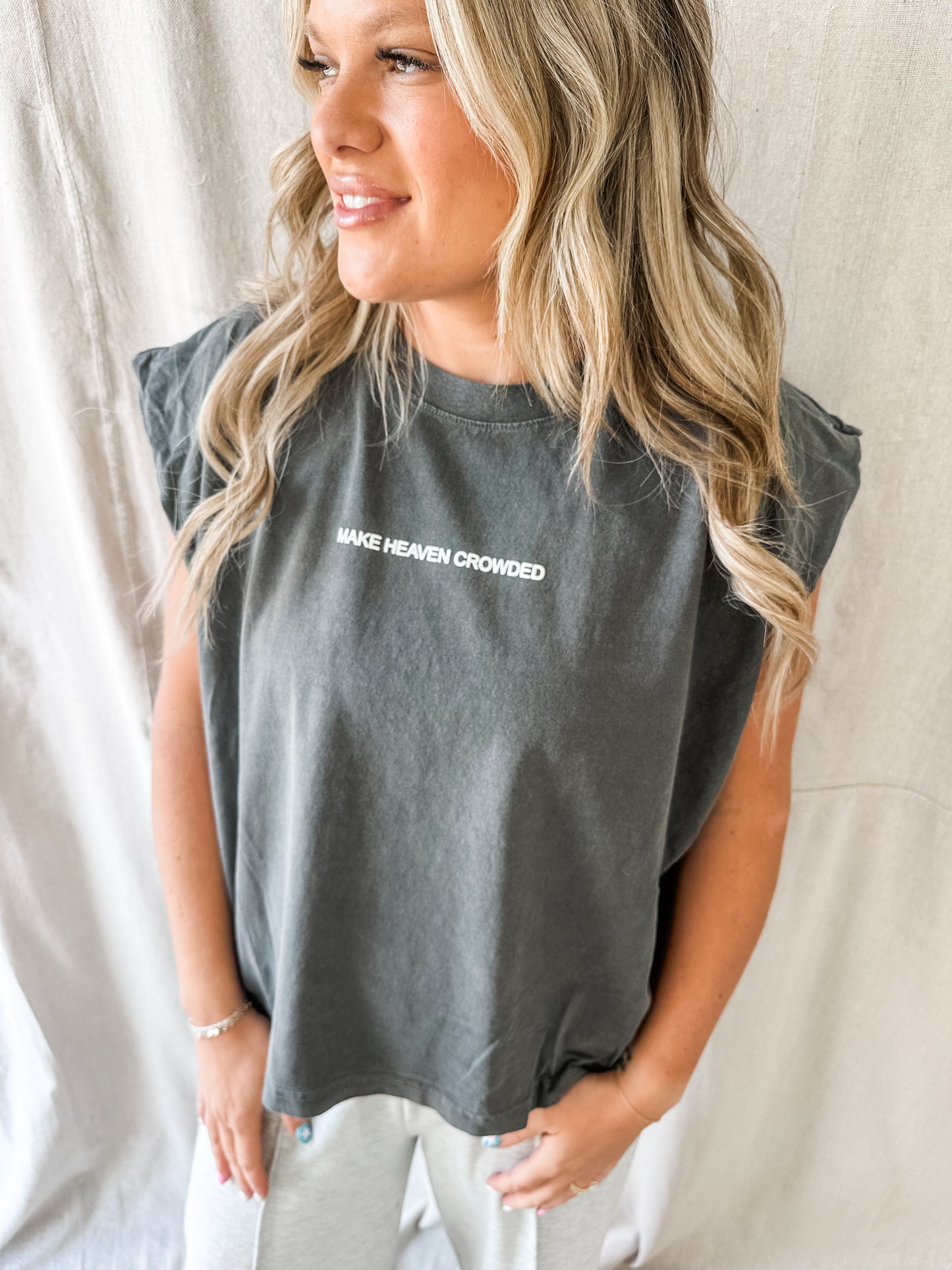 Make Heaven Crowded Gray Muscle Tank