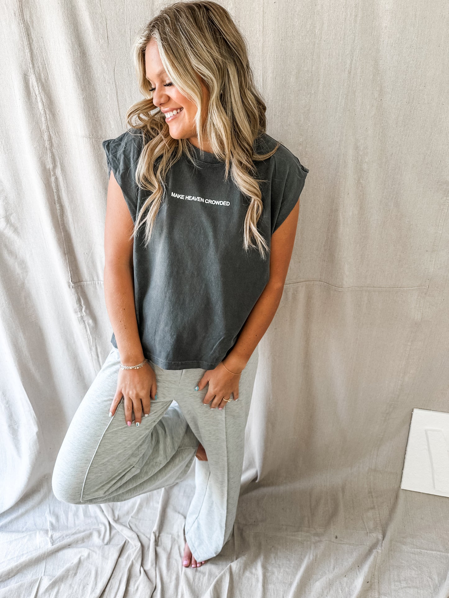 Make Heaven Crowded Gray Muscle Tank