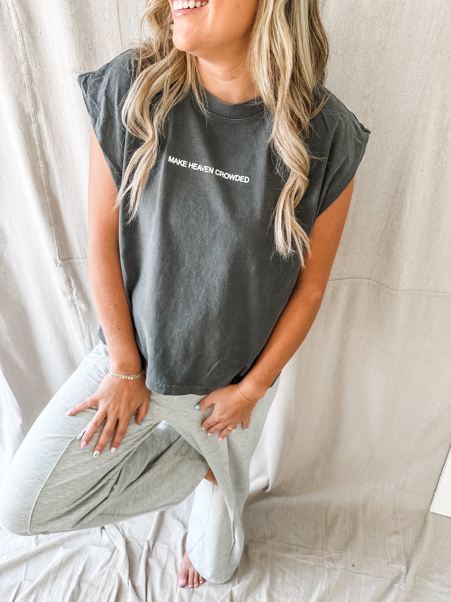 Make Heaven Crowded Gray Muscle Tank