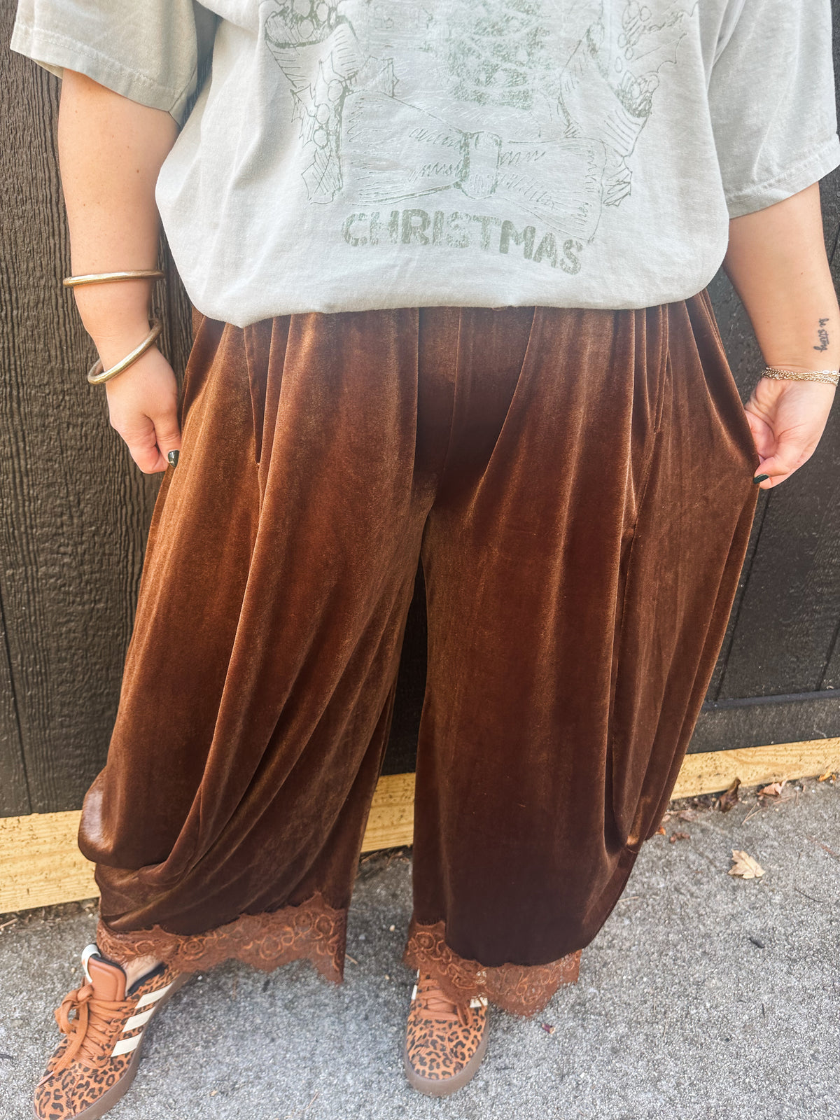 Velvet Chic Balloon Pants- Chocolate