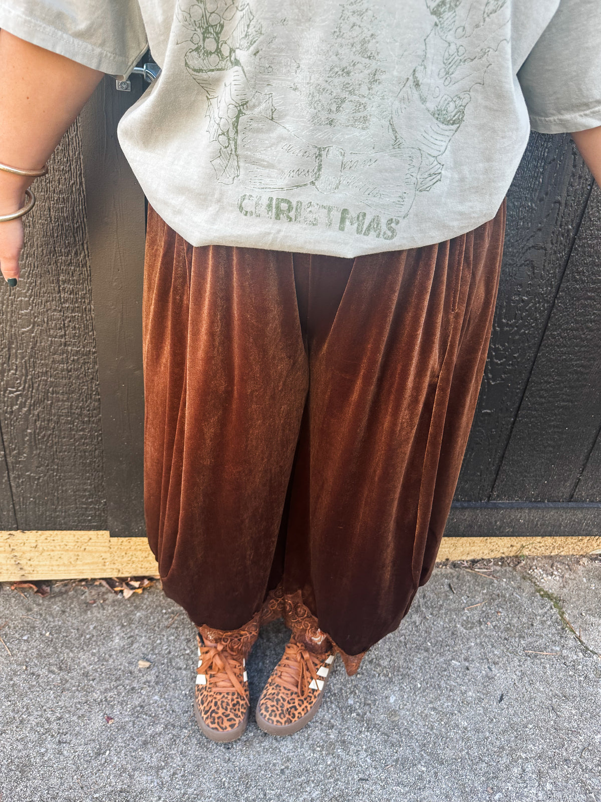 Velvet Chic Balloon Pants- Chocolate