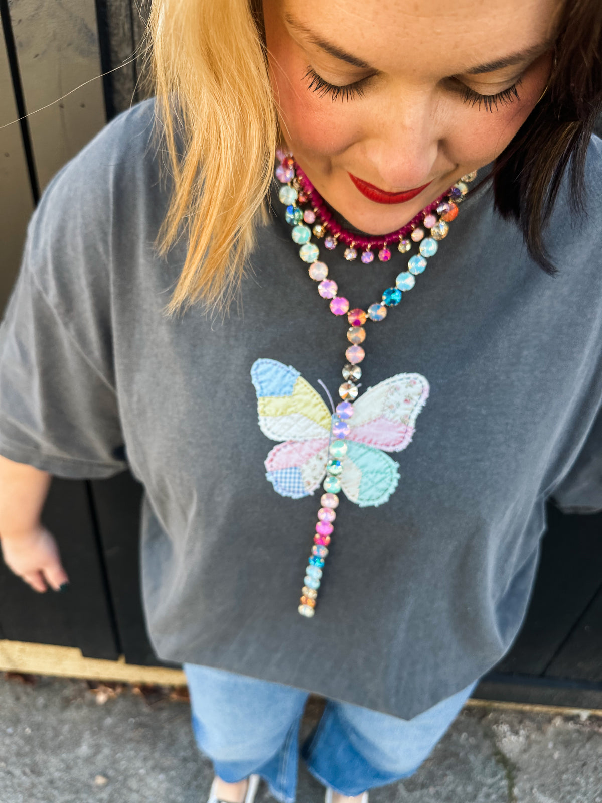 Quilted Butterly- pepper Tee