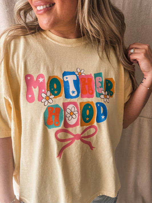 Motherhood Yellow Crop Tee – Comfort Colors Cropped Graphic Tee