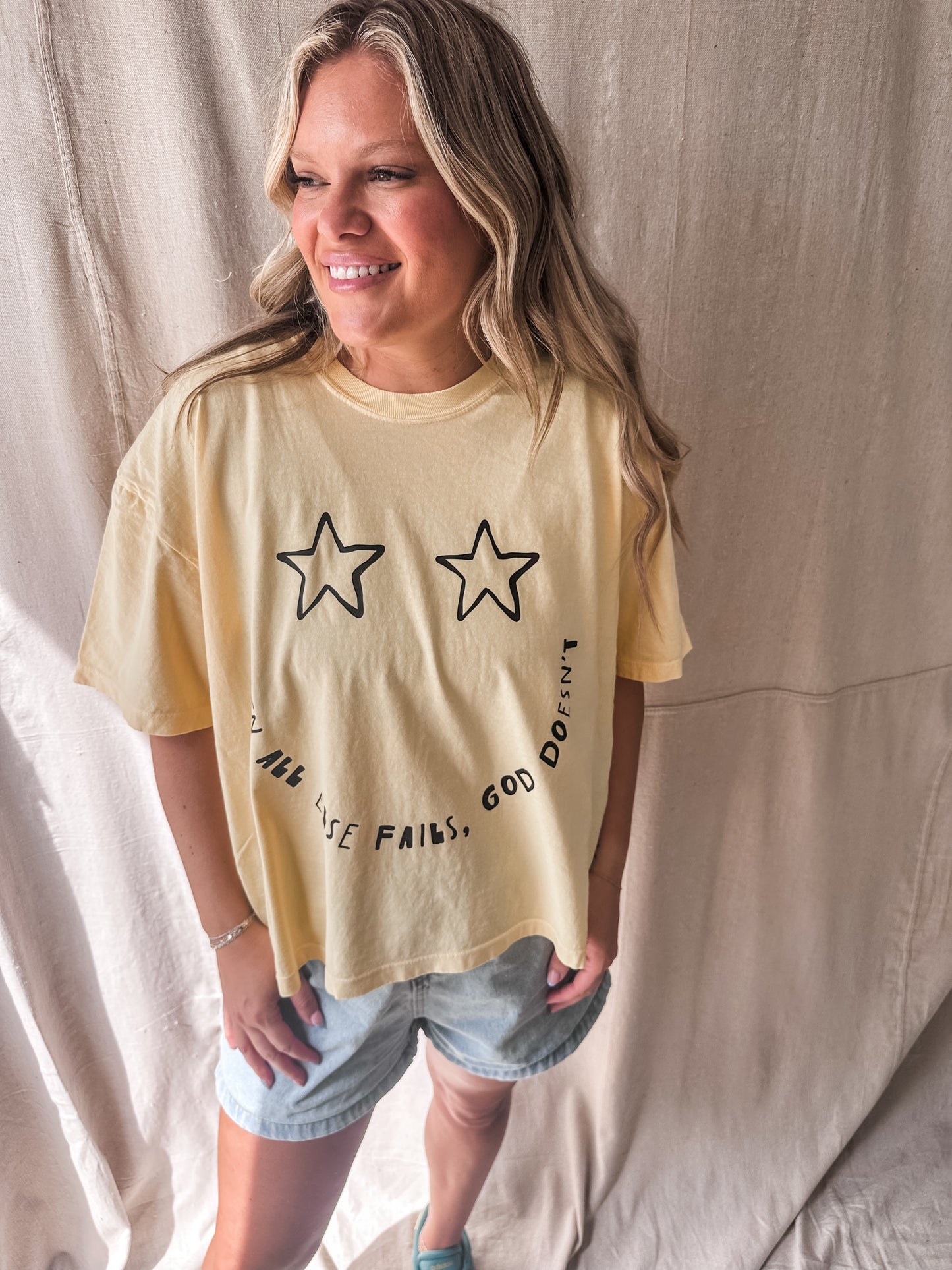 When All Else Fails, God Doesn’t Crop Tee – Yellow Comfort Colors Cropped Tee