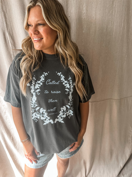 Called to Raise Them Well Tee – Pepper Comfort Colors Graphic Tee