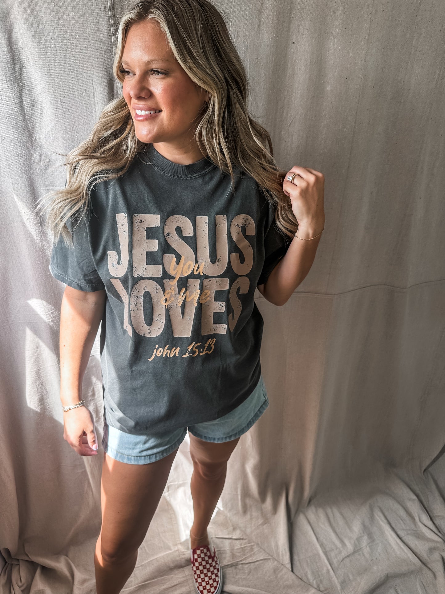 Jesus Loves You and Me- Pepper Tee