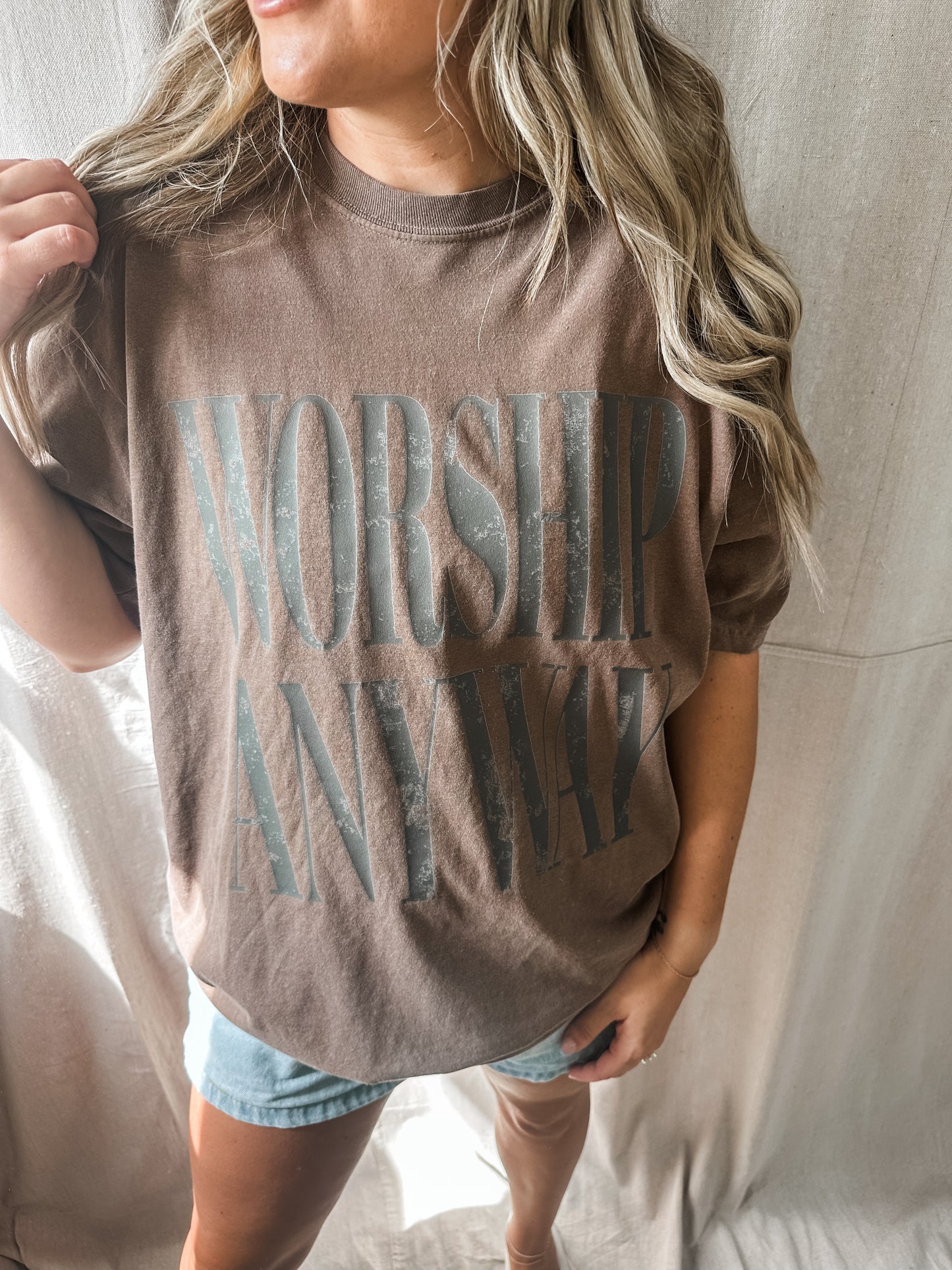 Worship Anyway- Brown Tee