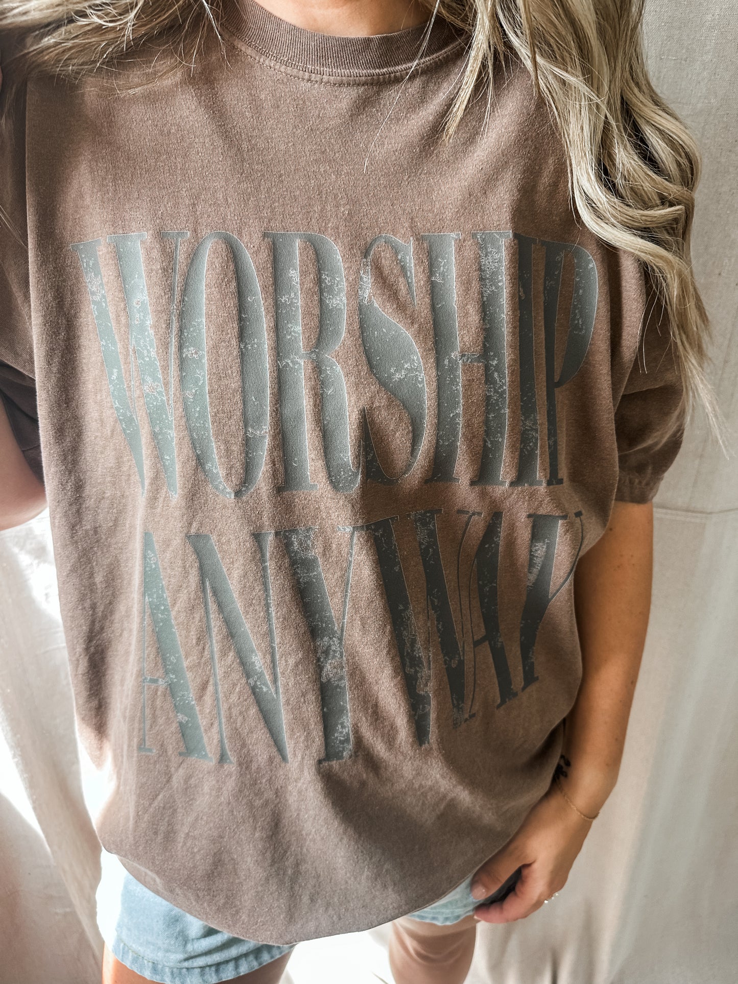 Worship Anyway- Brown Tee