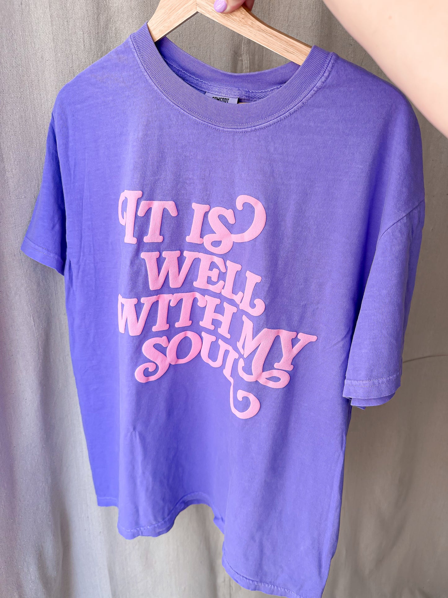 It is Well With My Soul Pink Puff- Purple Tee