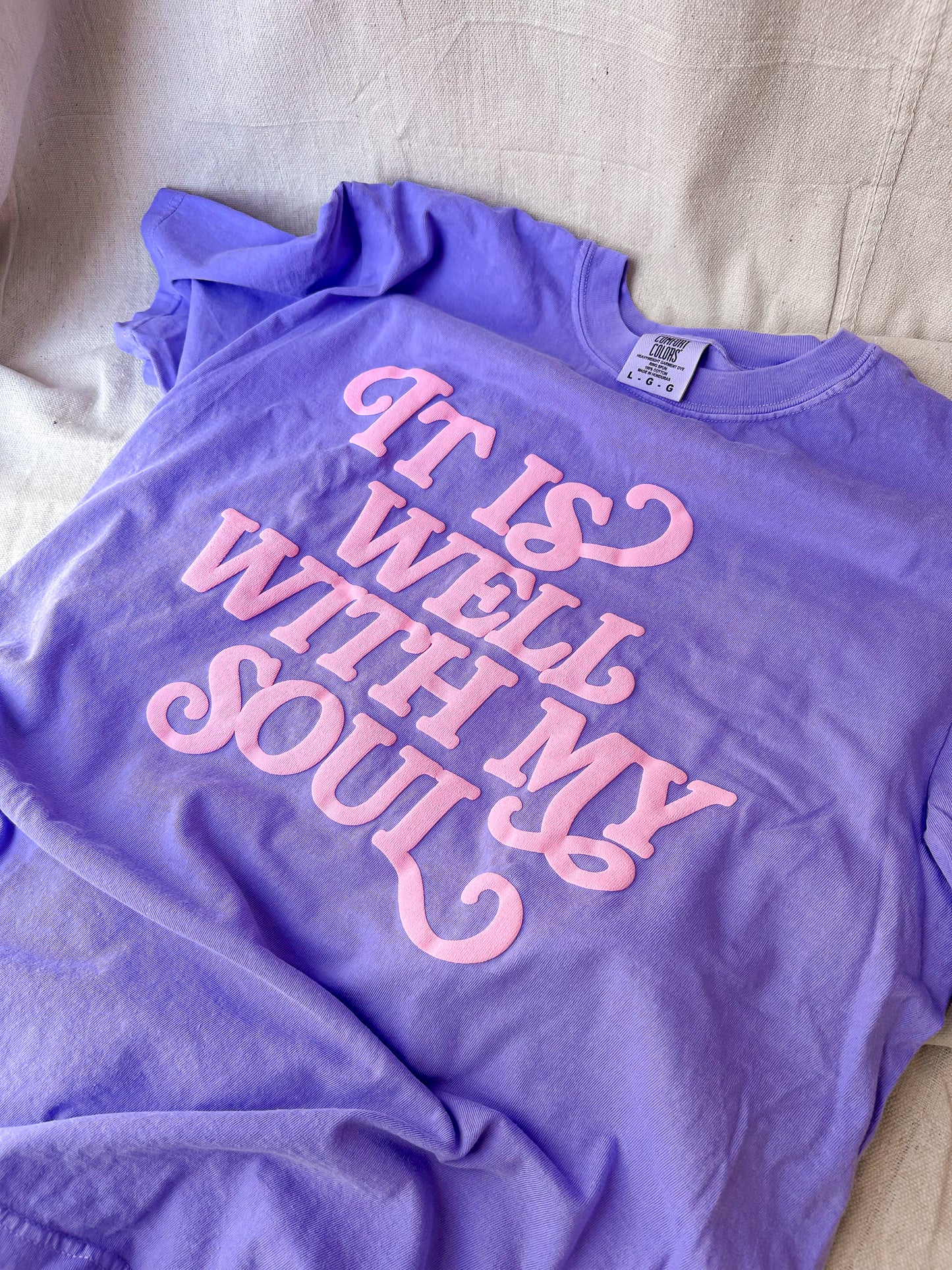 It is Well With My Soul Pink Puff- Purple Tee