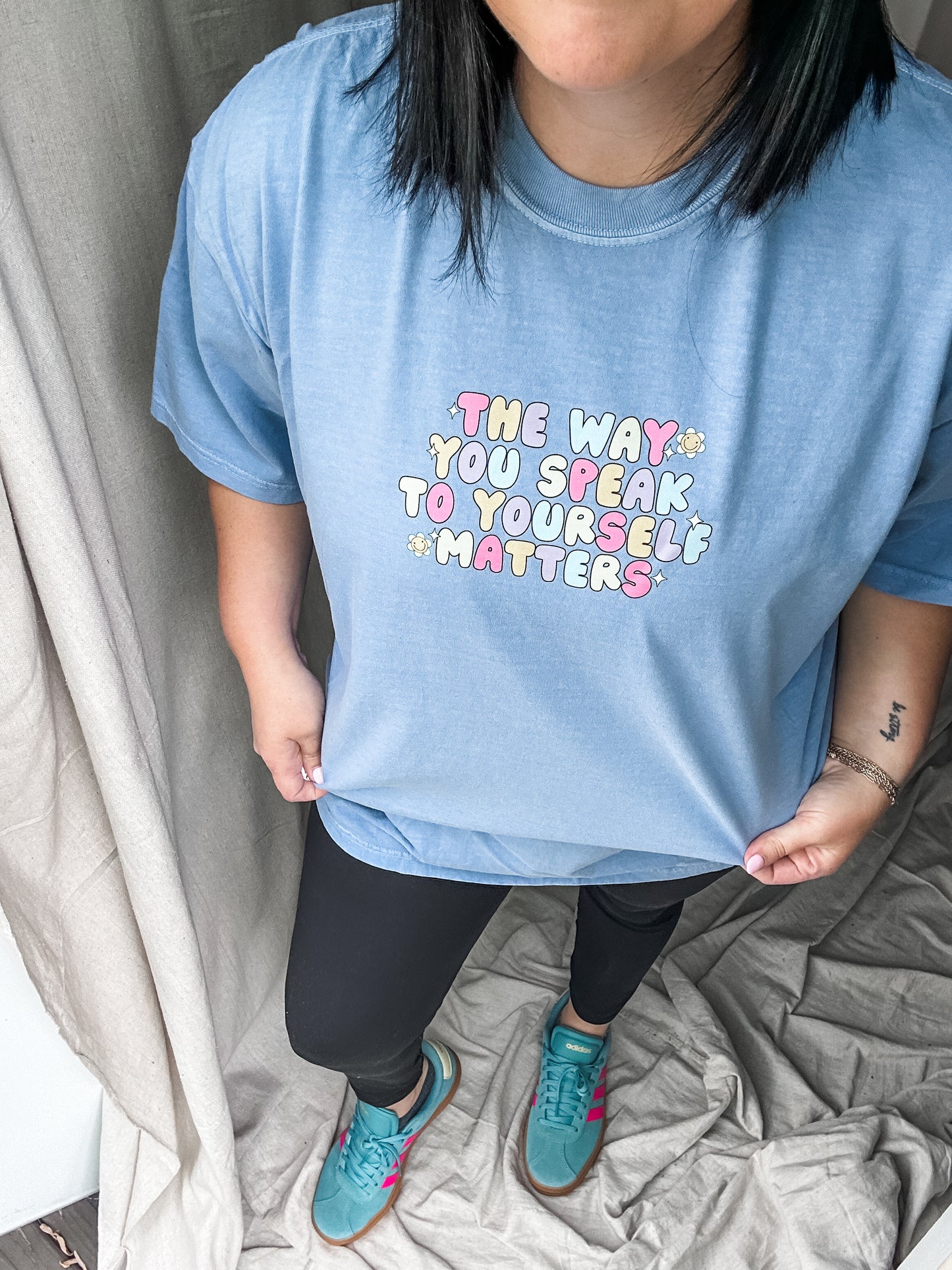 The Way You Speak to Yourself Matters Graphic Tee – Blue Comfort Colors Shirt