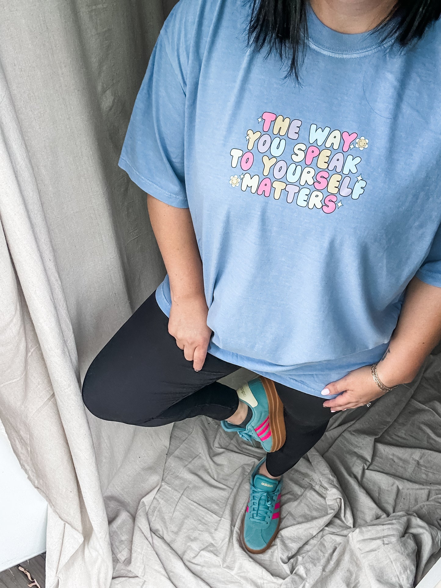 The Way You Speak to Yourself Matters Graphic Tee – Blue Comfort Colors Shirt