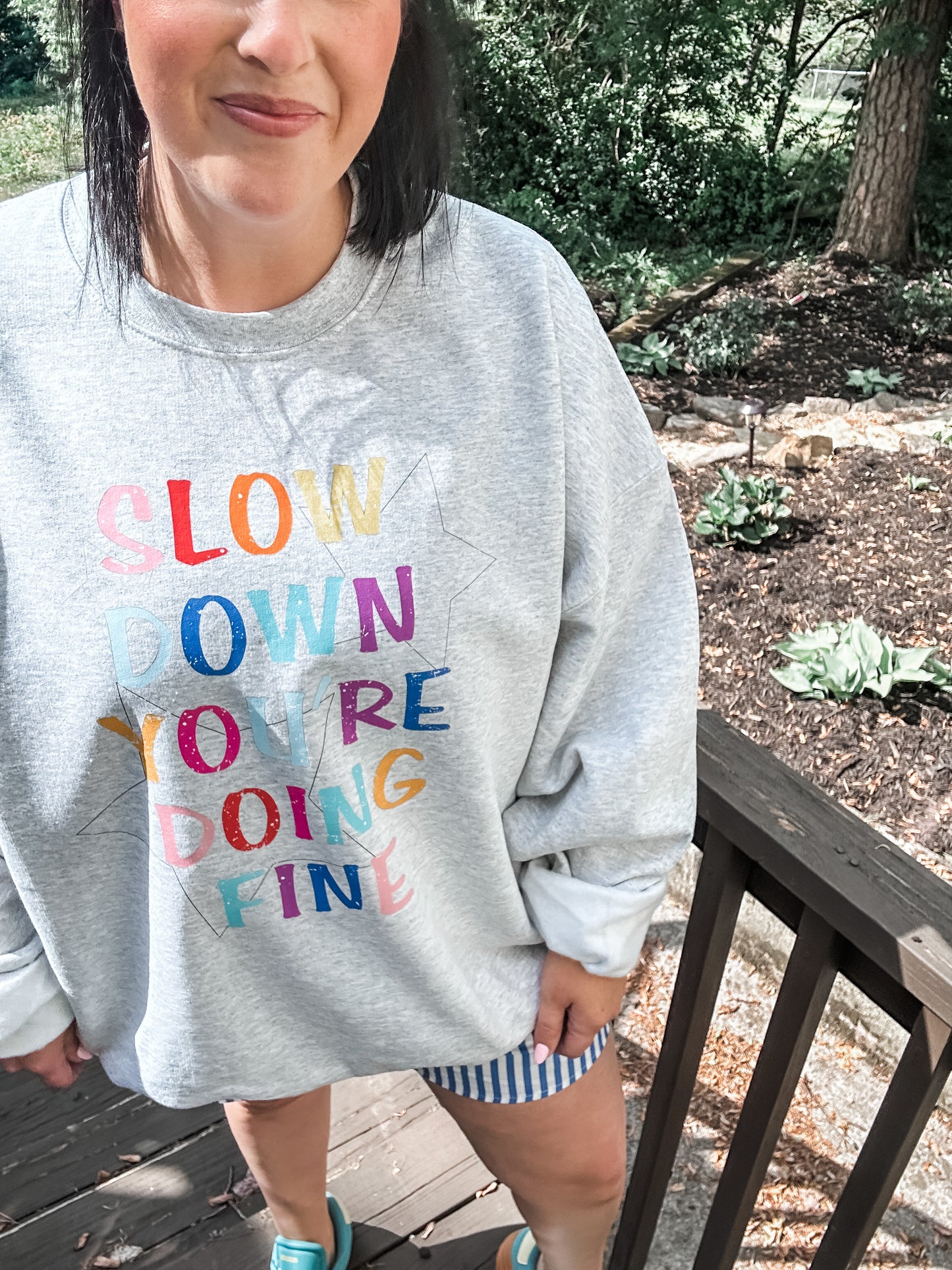 Slow Down You’re Doing Fine Sweatshirt – Ash Gray Graphic Crewneck