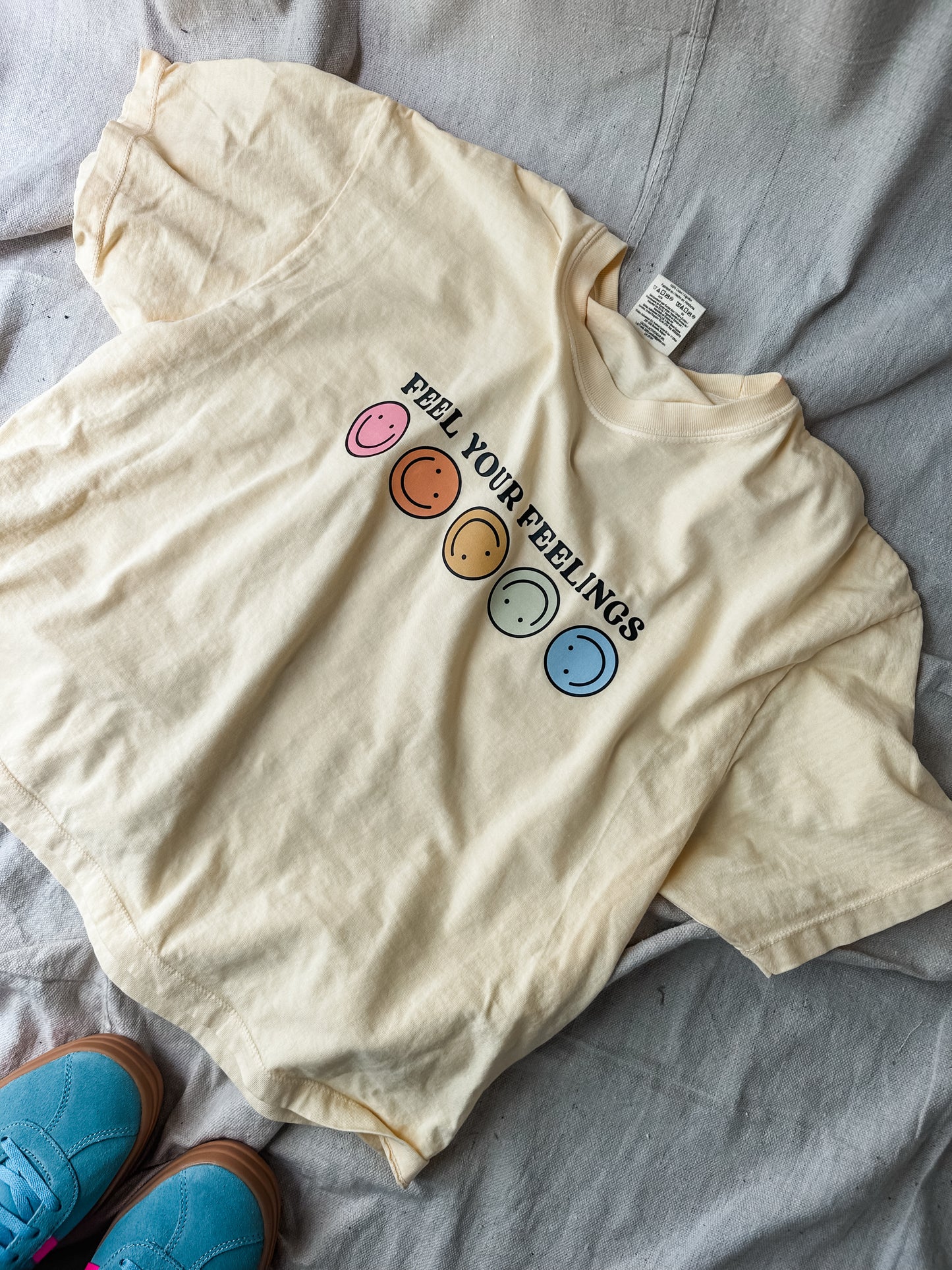 Feel Your Feelings Graphic Tee – Yellow Comfort Colors Crop Shirt