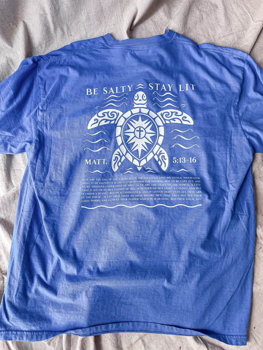 Be Salty Salty Stay Lit- Blue Tee