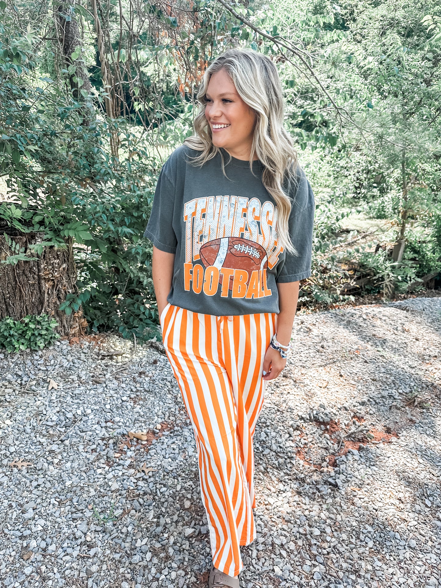 Royal Blue and White Striped Pants