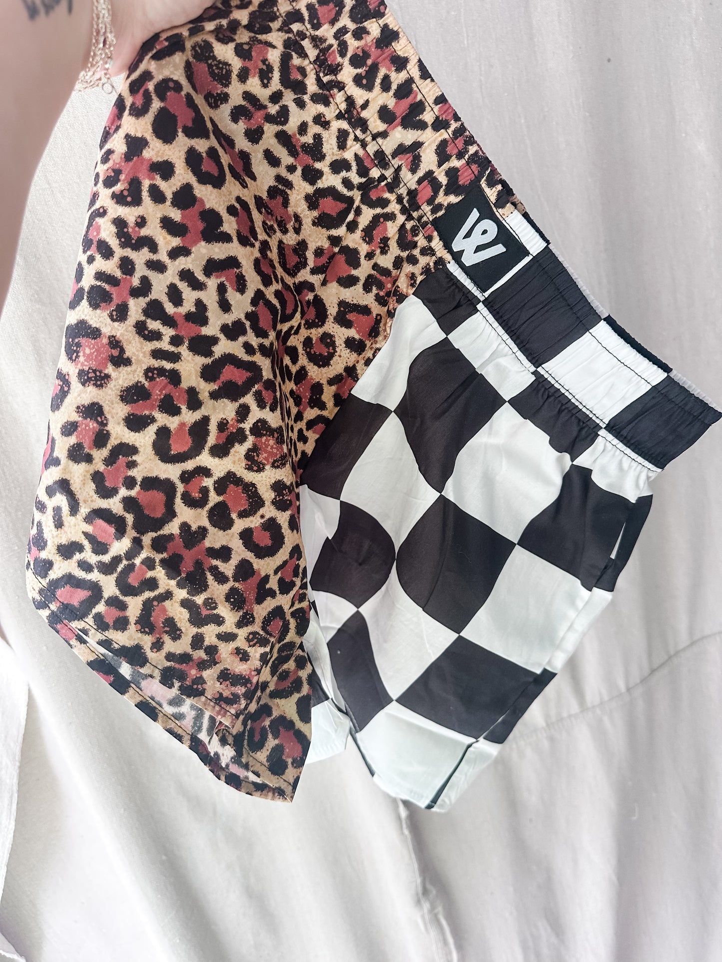 Leopard + Checkered Boxer Shorts
