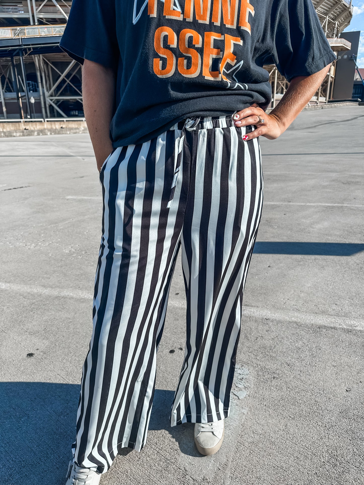 Black and White Striped Pants