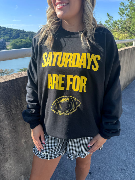 Saturdays are for Football YELLOW- Black Sweatshirt