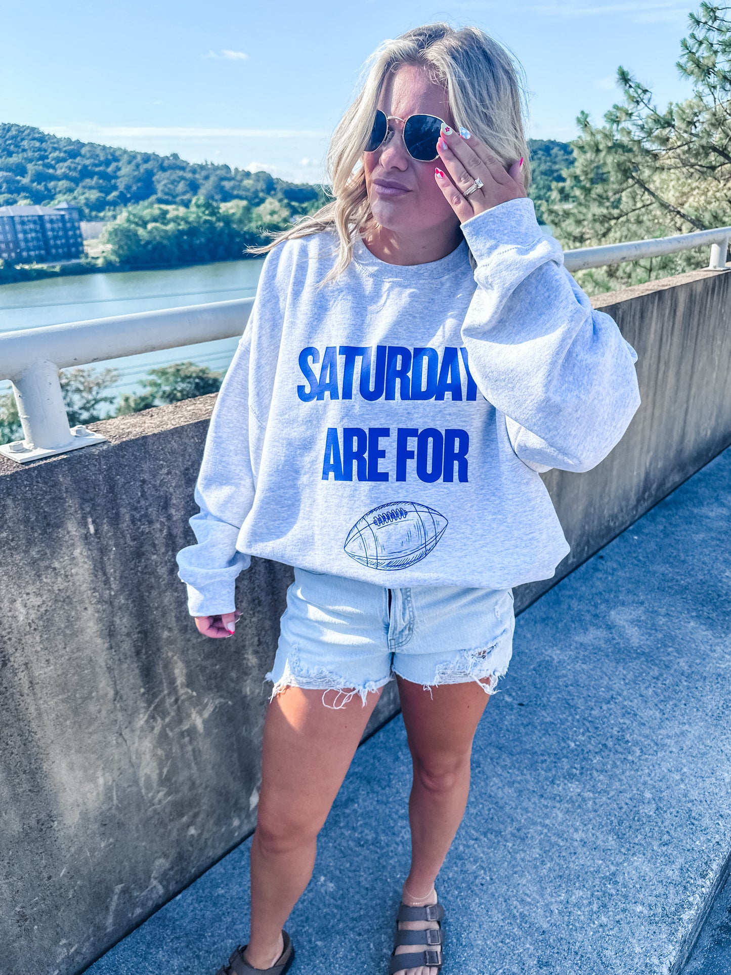 Saturdays are for Football BLUE- Ash Sweatshirt
