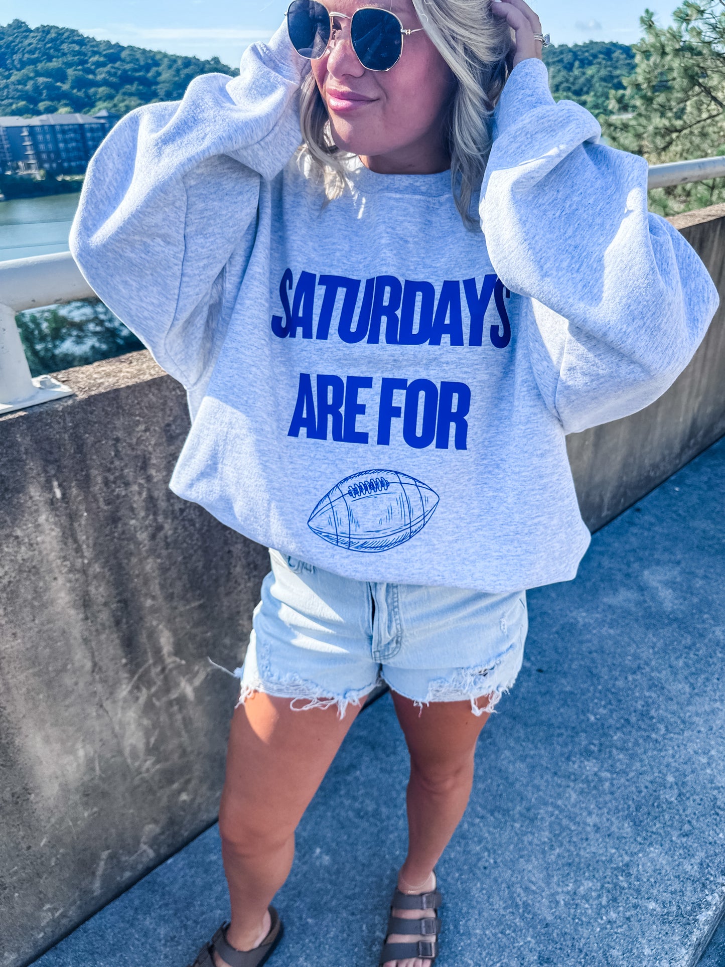 Saturdays are for Football BLUE- Ash Sweatshirt