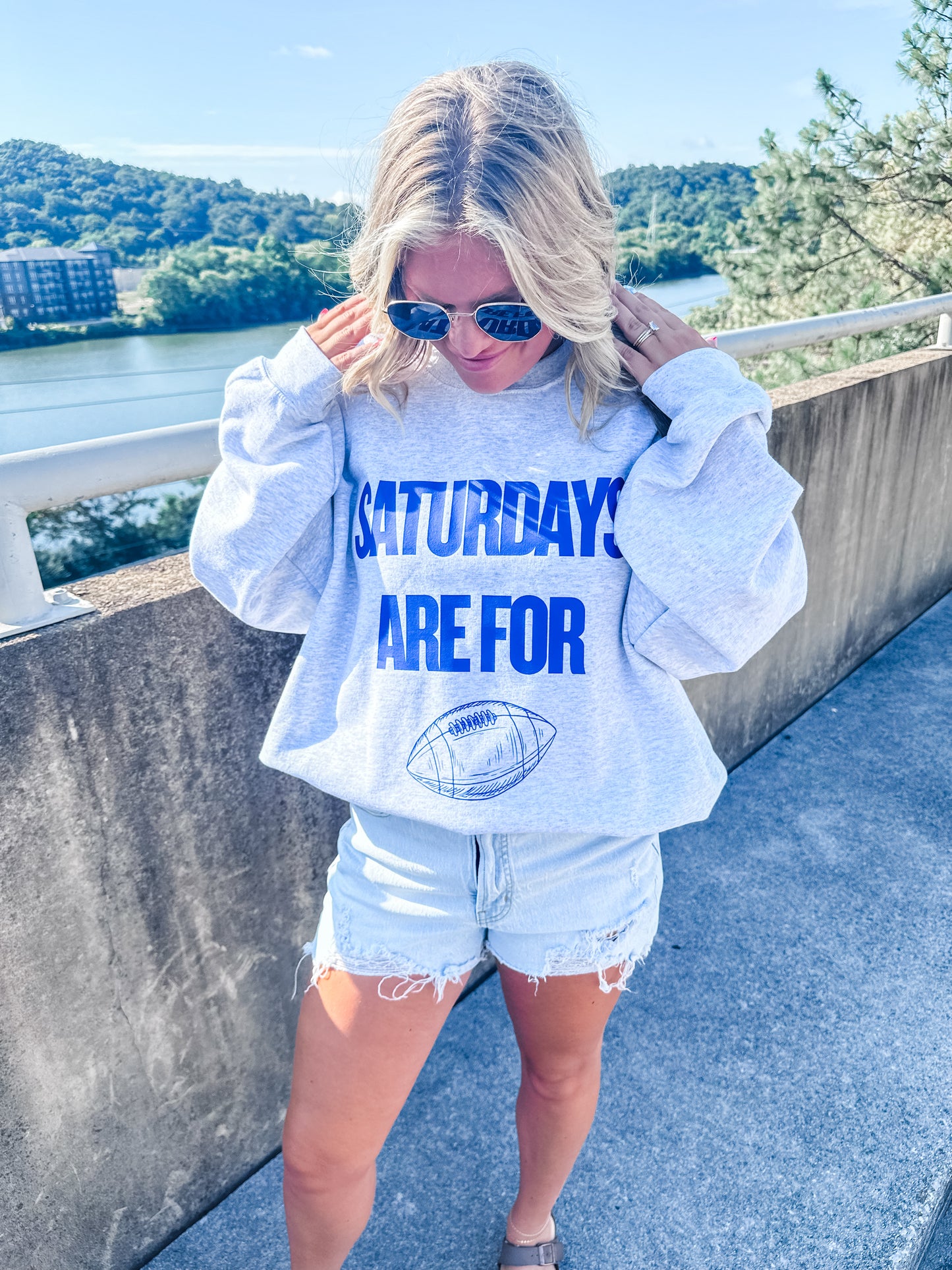 Saturdays are for Football BLUE- Ash Sweatshirt