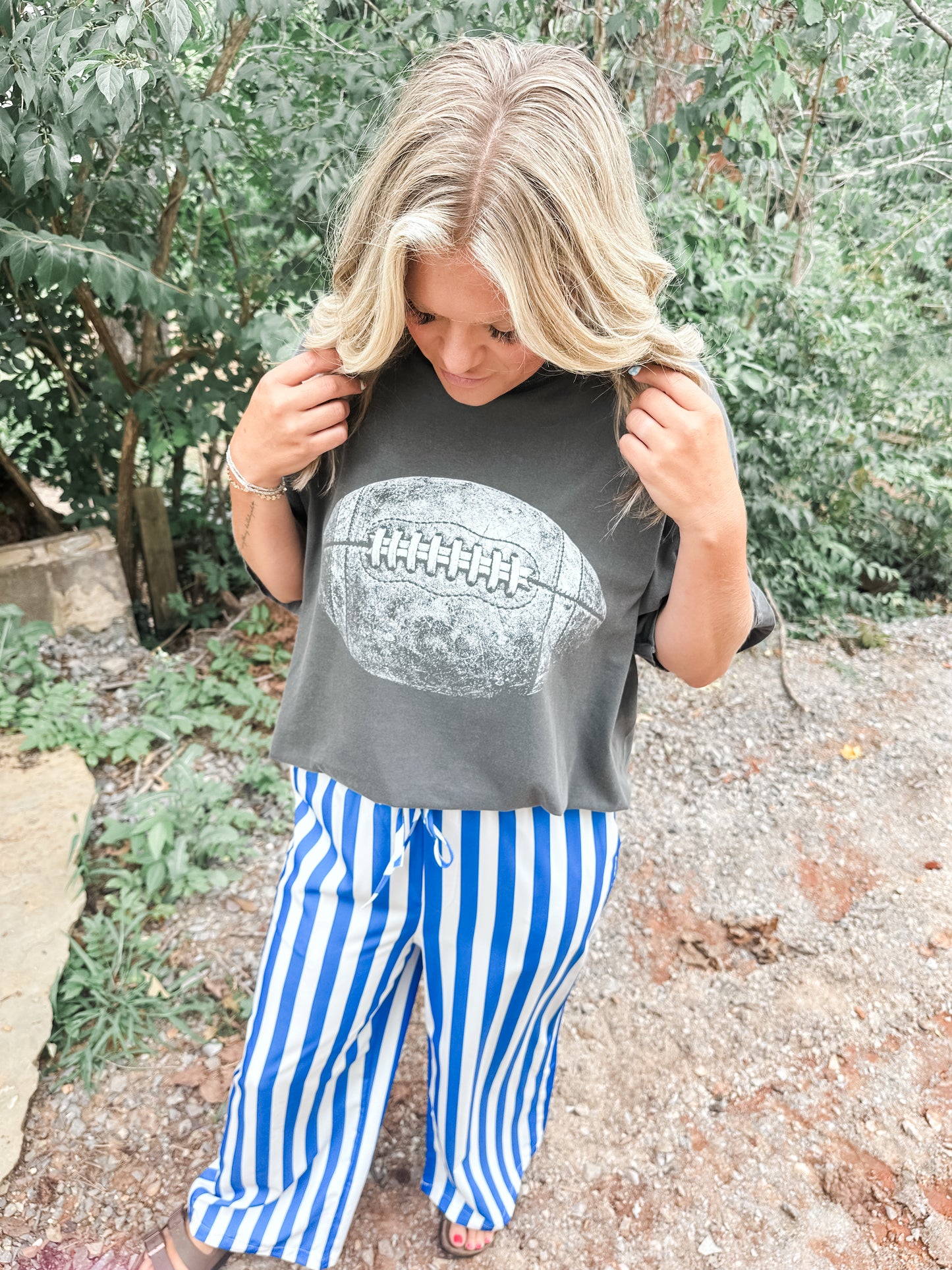 Royal Blue and White Striped Pants