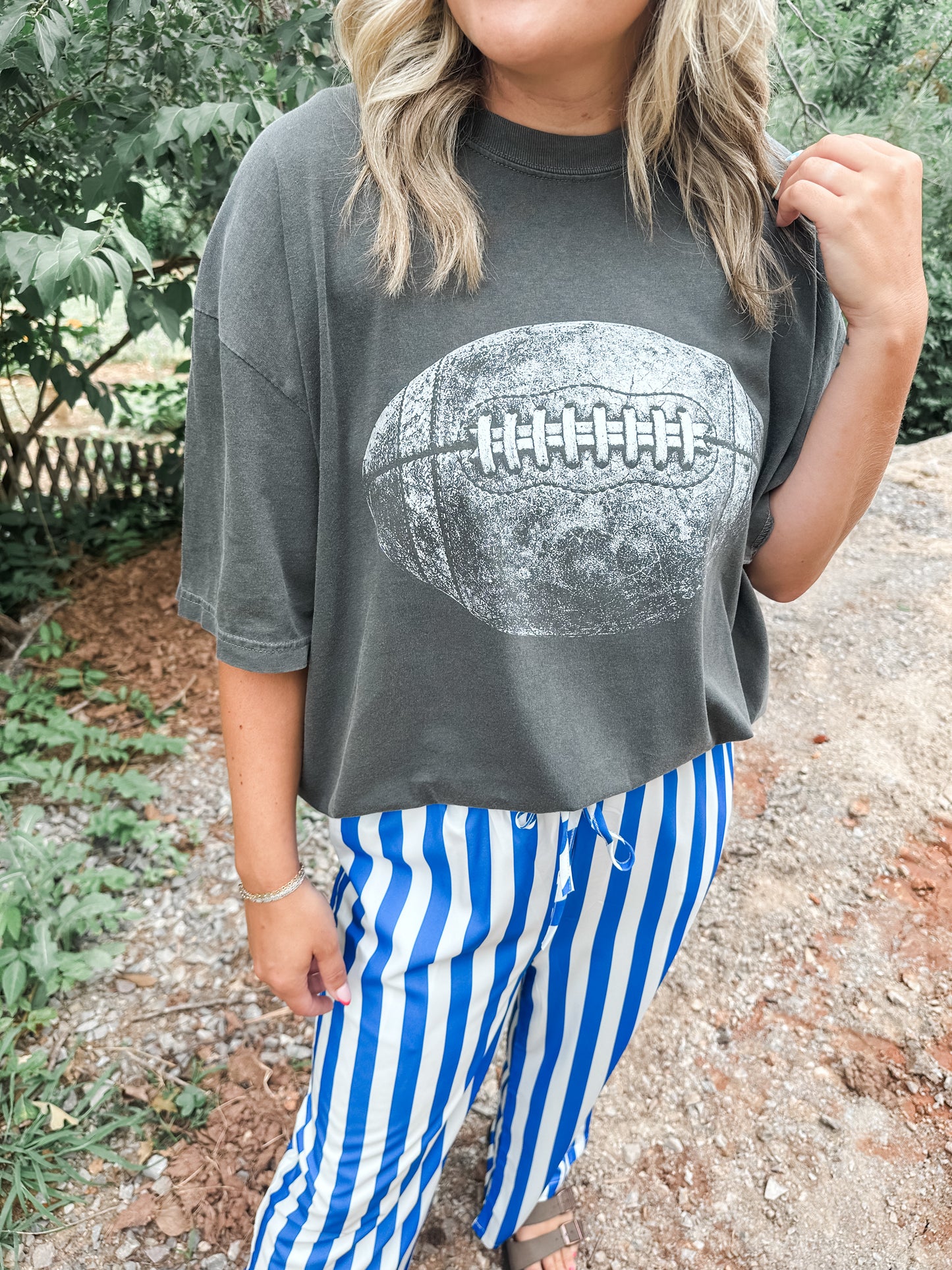Royal Blue and White Striped Pants
