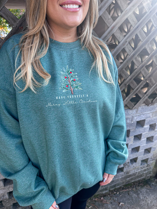 Merry Little Christmas Green Sweatshirt