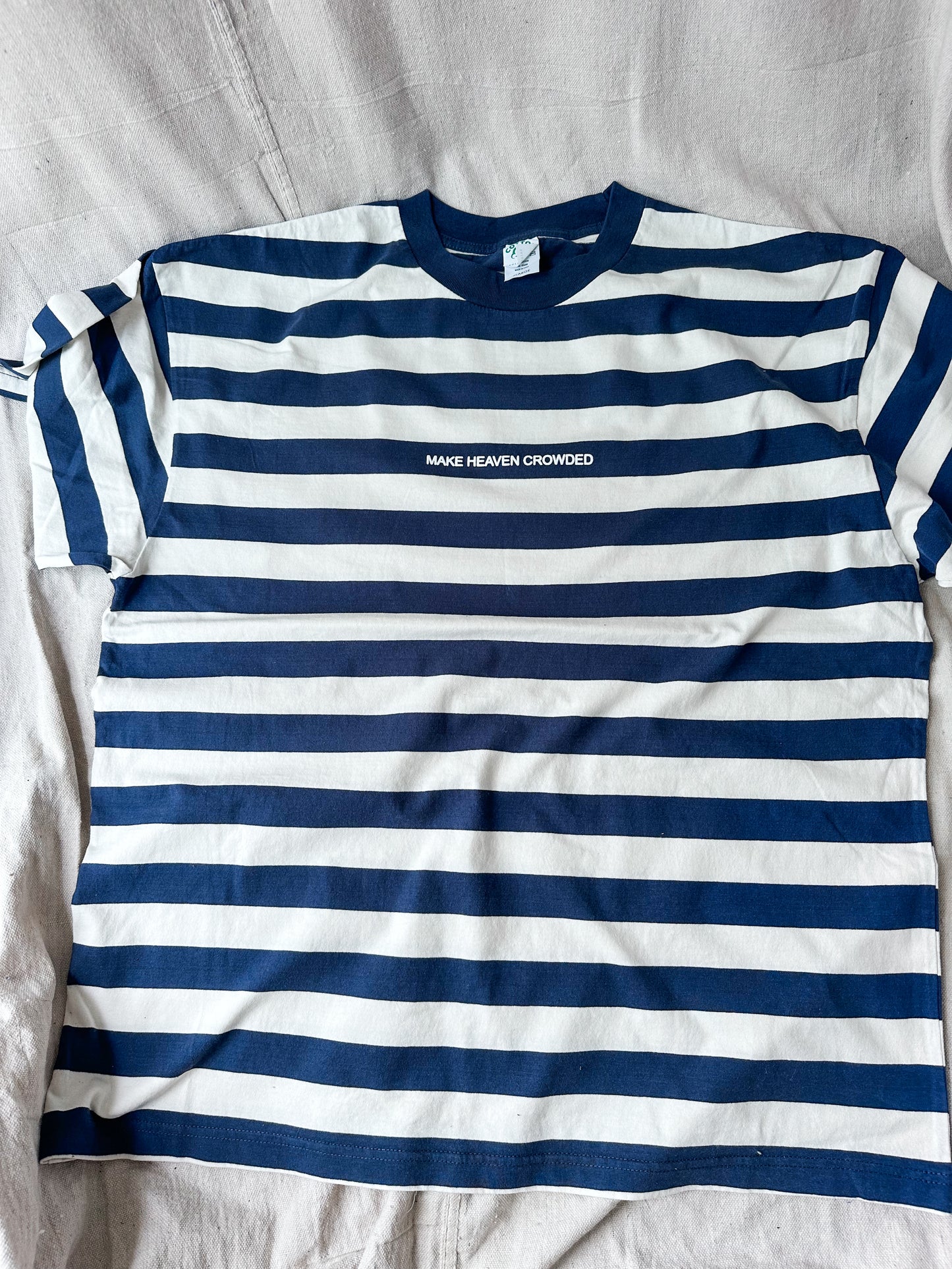 Make Heaven Crowded Navy Stripes Graphic Tee
