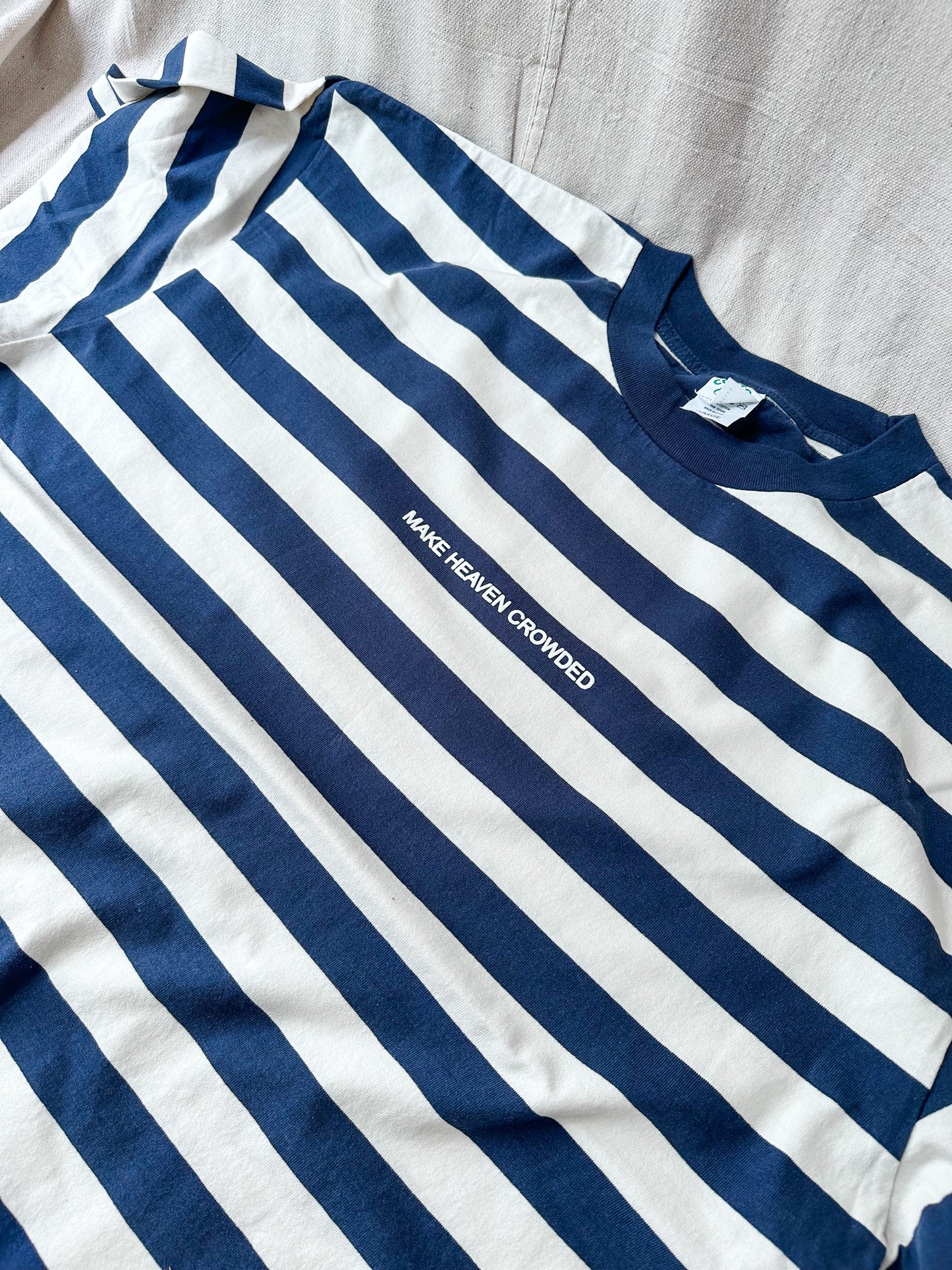 Make Heaven Crowded Navy Stripes Graphic Tee