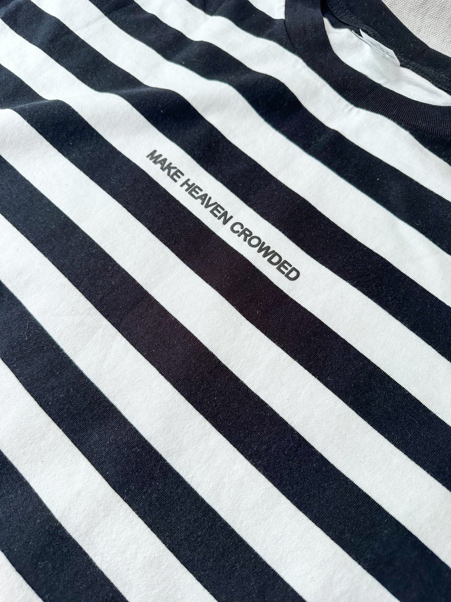 Make Heaven Crowded Black and White Stripes Graphic Tee