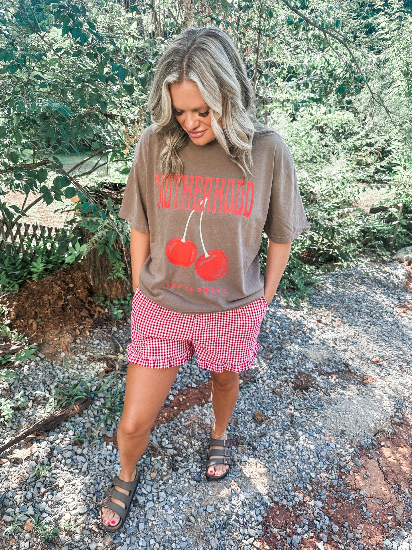Motherhood is Sweet- Brown Graphic Tee