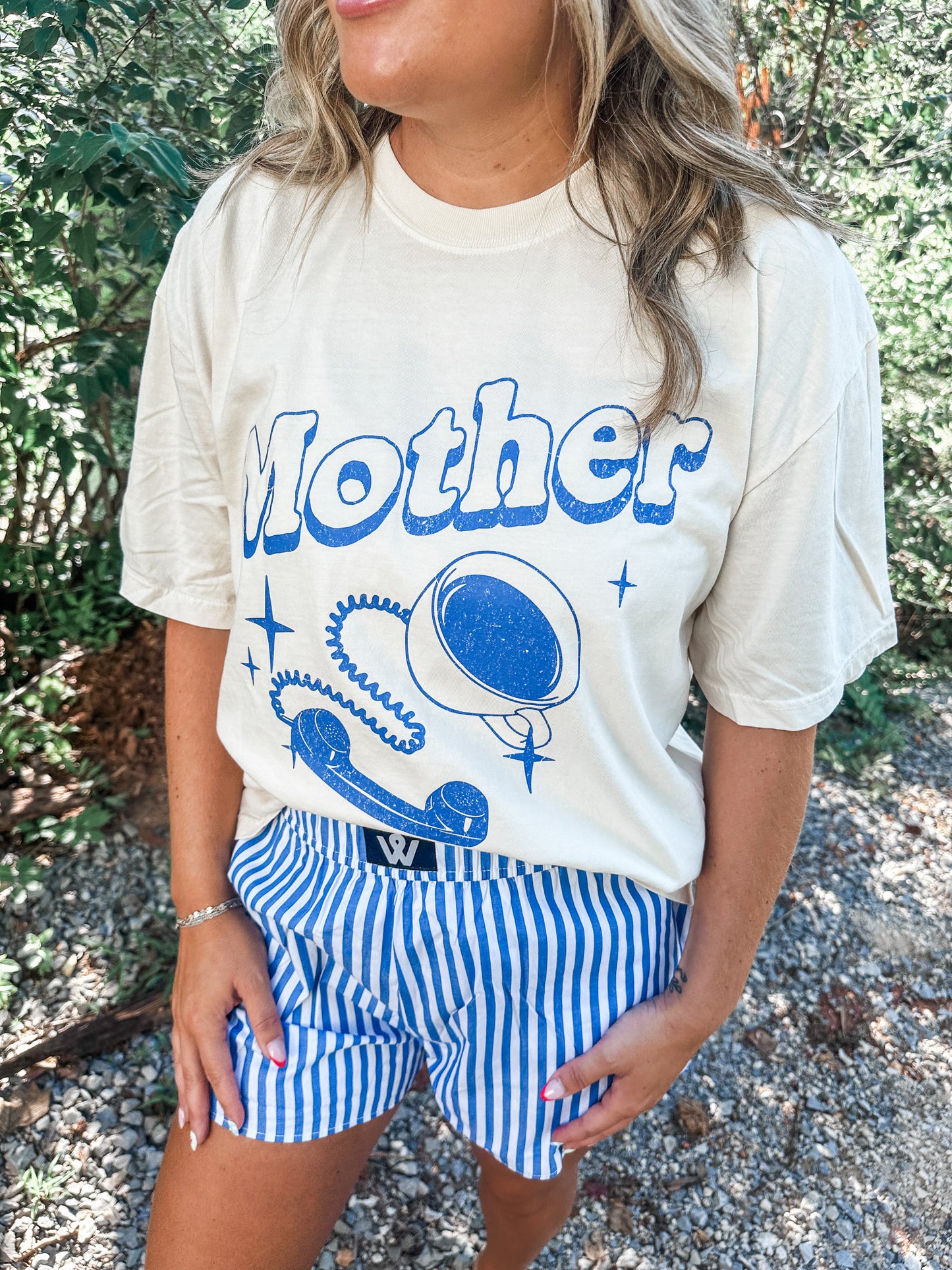 Mother 1-800-So- Tired Graphic Tee- Ivory
