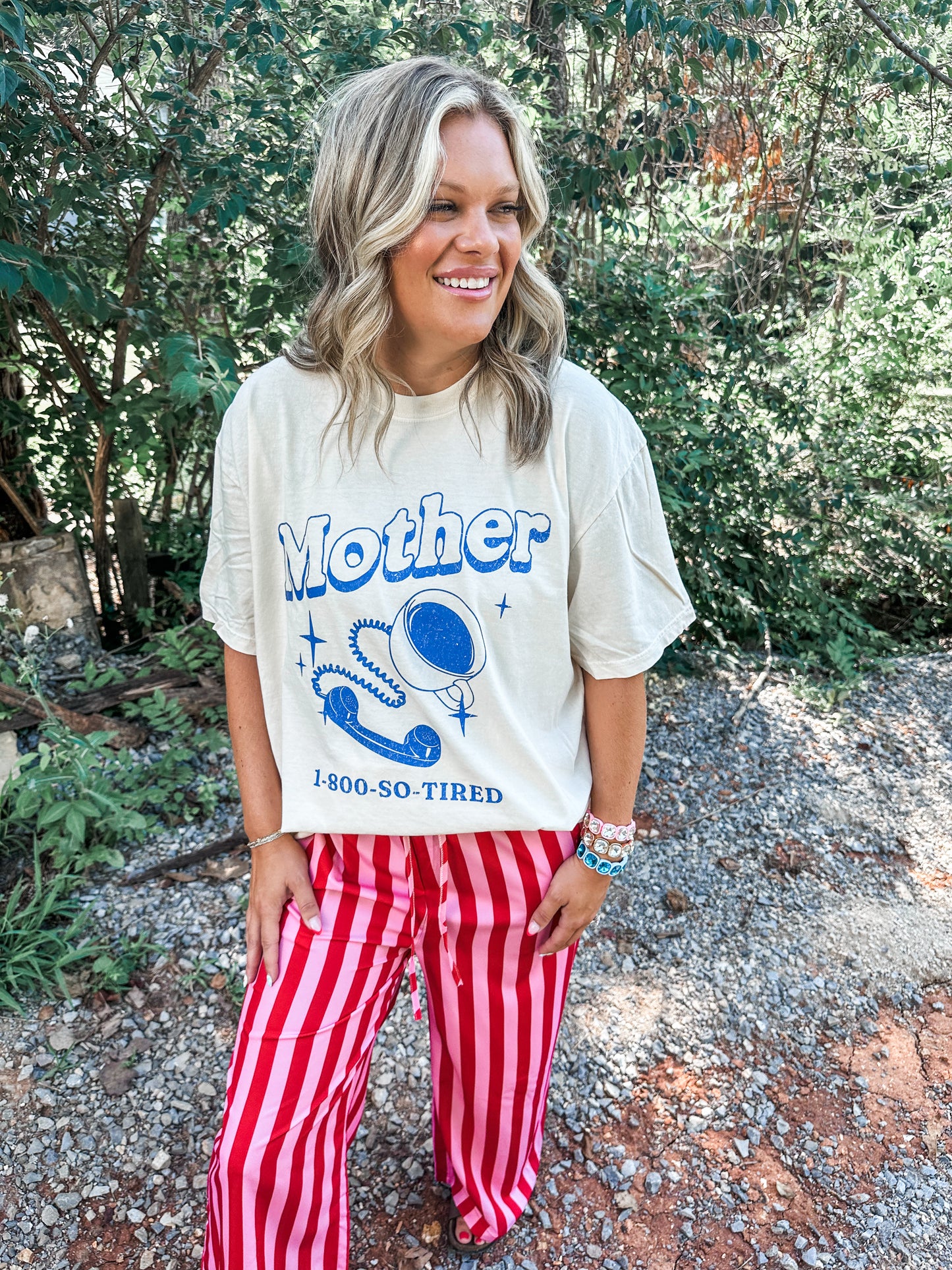 Mother 1-800-So- Tired Graphic Tee- Ivory