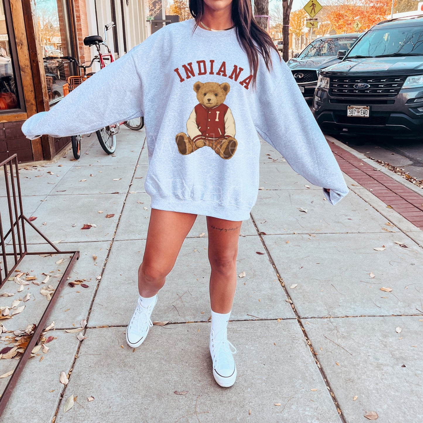 Vintage Indiana Bear -Ash Sweatshirt
