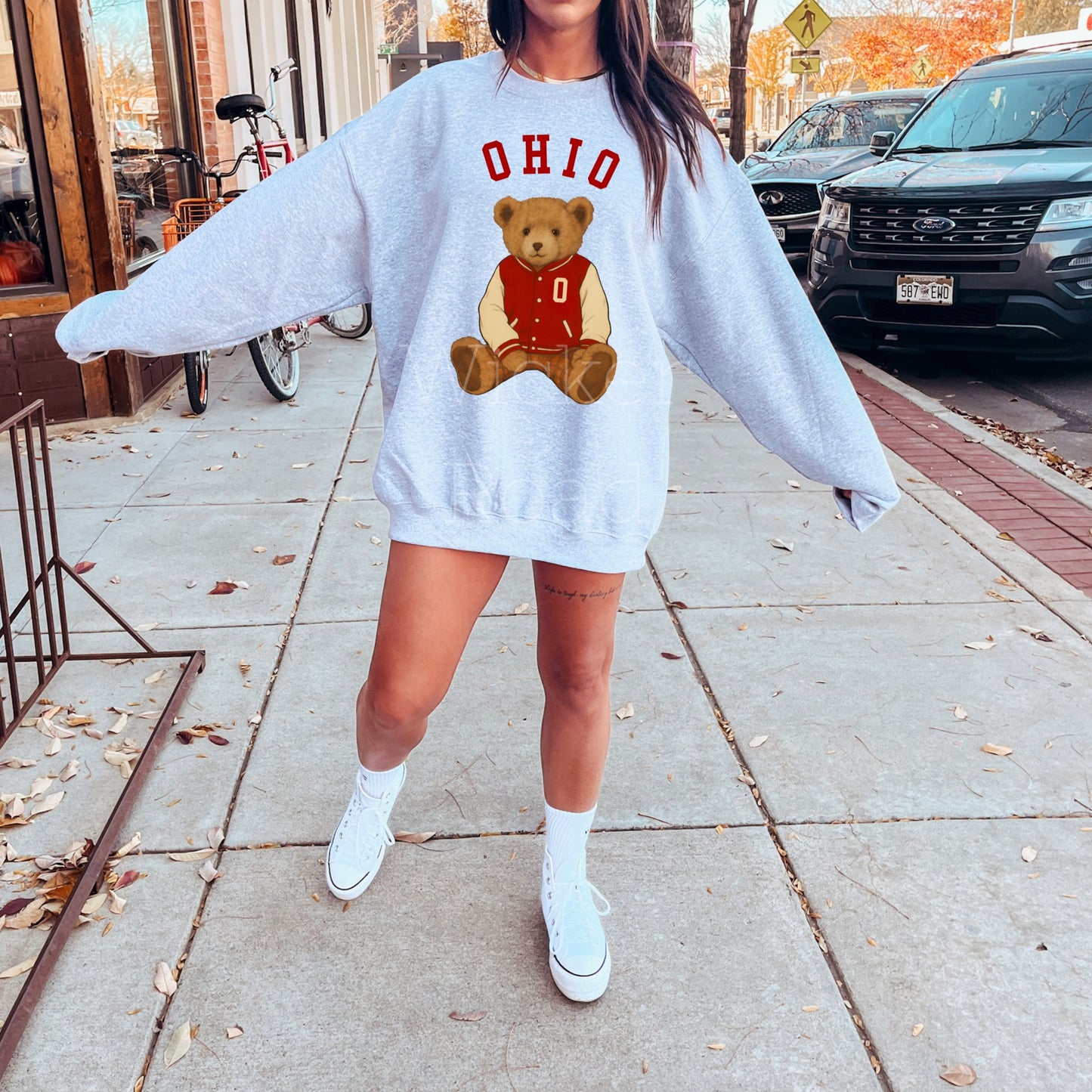 Vintage Ohio Bear -Ash Sweatshirt